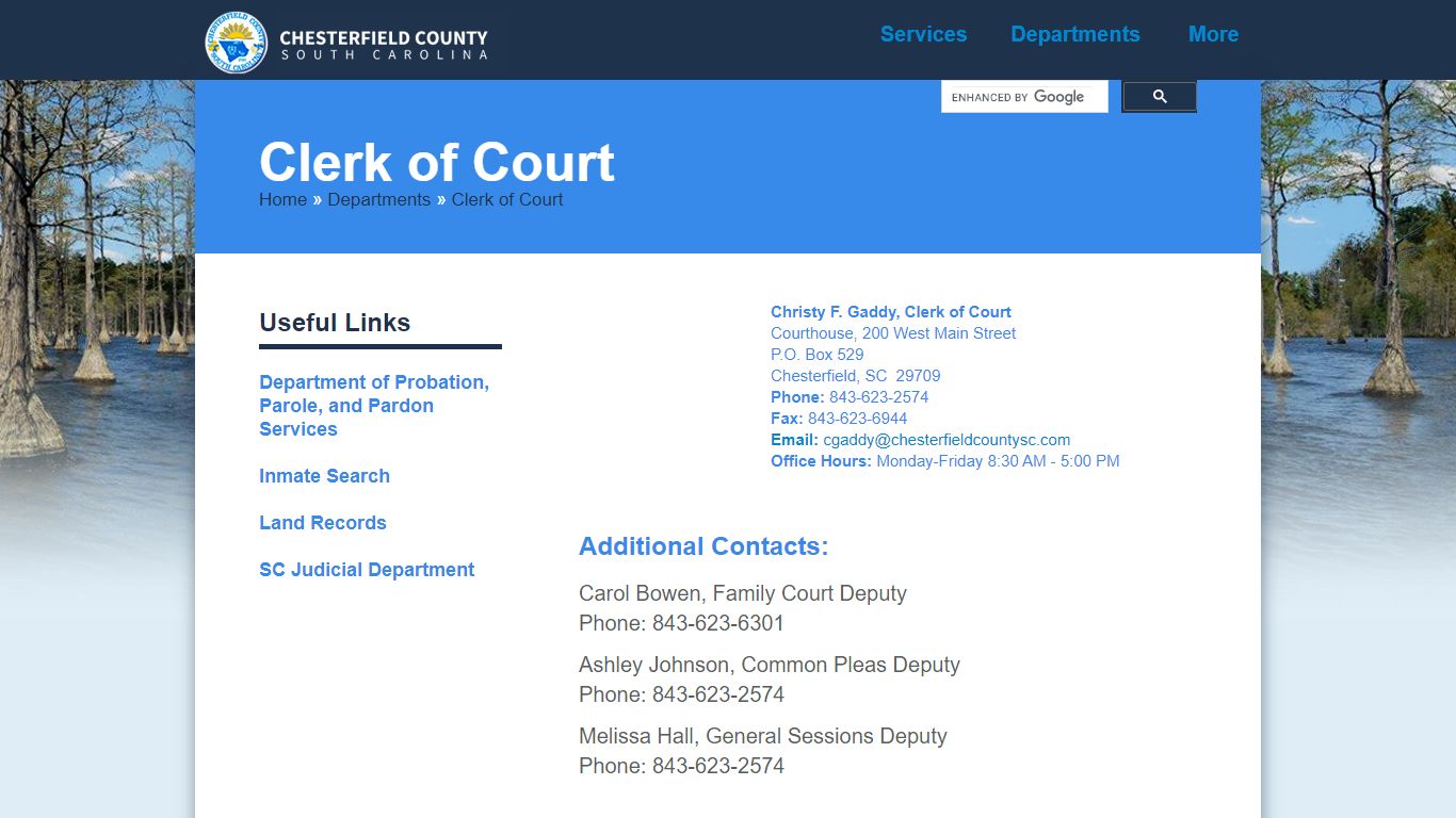 Clerk of Court - Chesterfield County, South Carolina